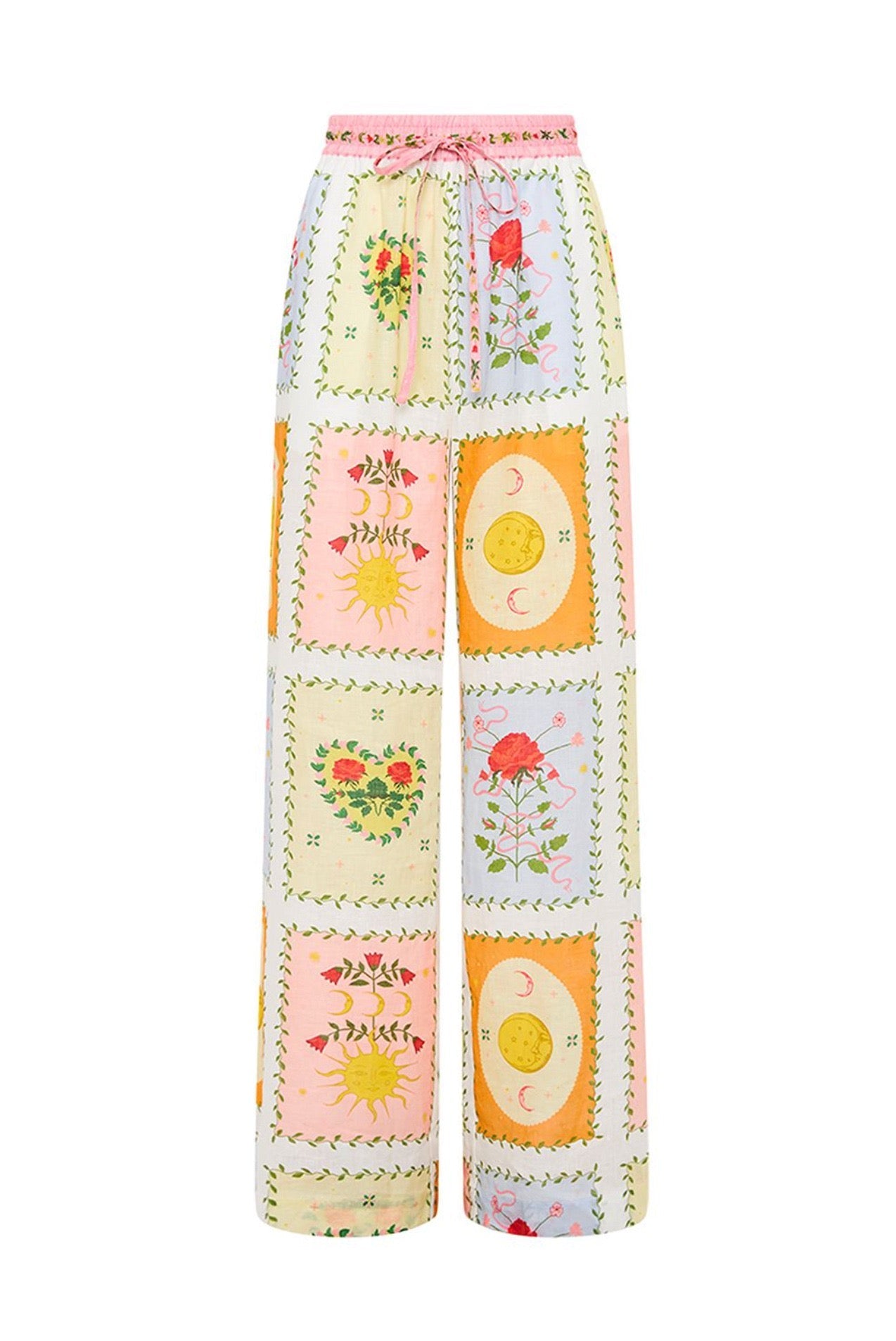 Elegant floral print trousers and long-sleeved blouse set