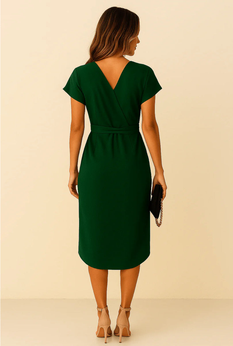 Jolene | Elegant Wrap Midi Dress with V-Neck