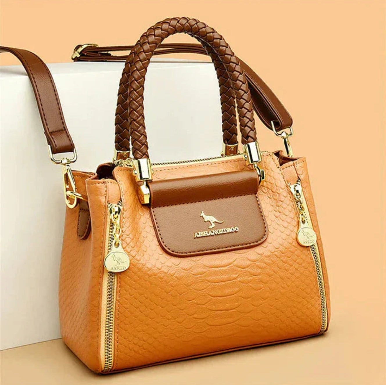 Sage - Large capacity designer handbag in vegan leather