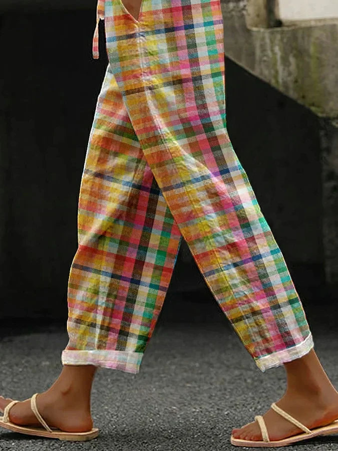 MICHELLE™ - COMFORTABLE, RELAXED-FIT PLAID PANTS