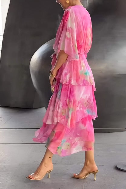 Nysa – Spring Floral Ruffled Chiffon Dress