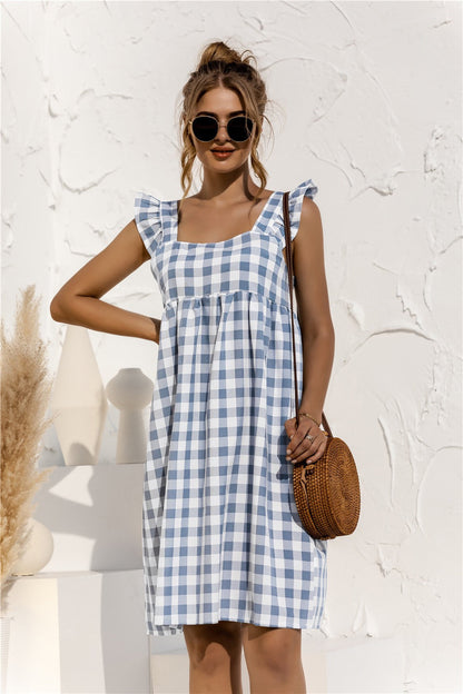 Mint Green Gingham Dress with Ruffles – Fresh Charm and Vintage Style 