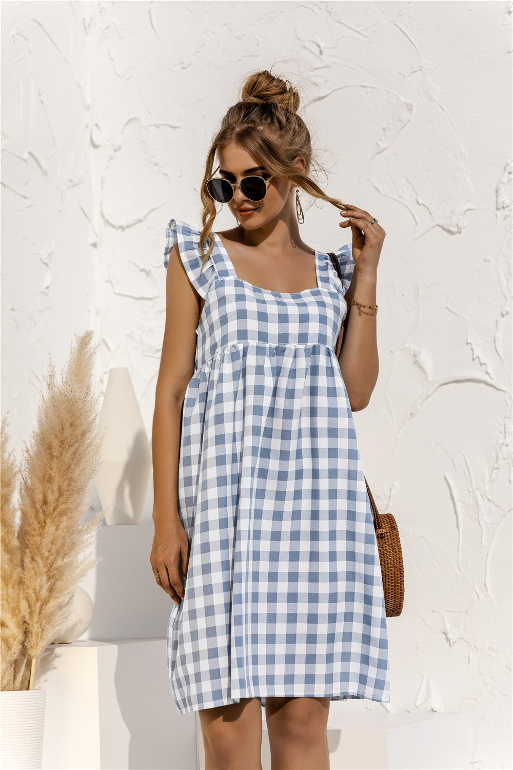 Mint Green Gingham Dress with Ruffles – Fresh Charm and Vintage Style 