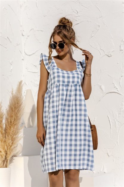 Mint Green Gingham Dress with Ruffles – Fresh Charm and Vintage Style 