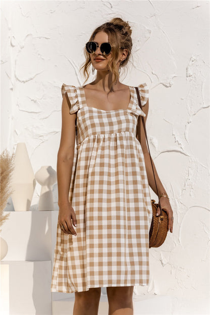 Mint Green Gingham Dress with Ruffles – Fresh Charm and Vintage Style 