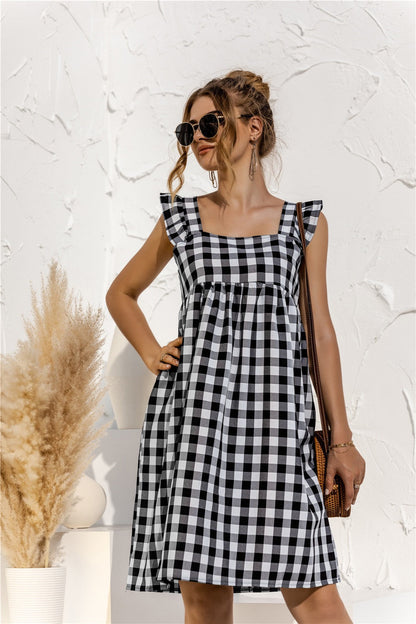 Mint Green Gingham Dress with Ruffles – Fresh Charm and Vintage Style 