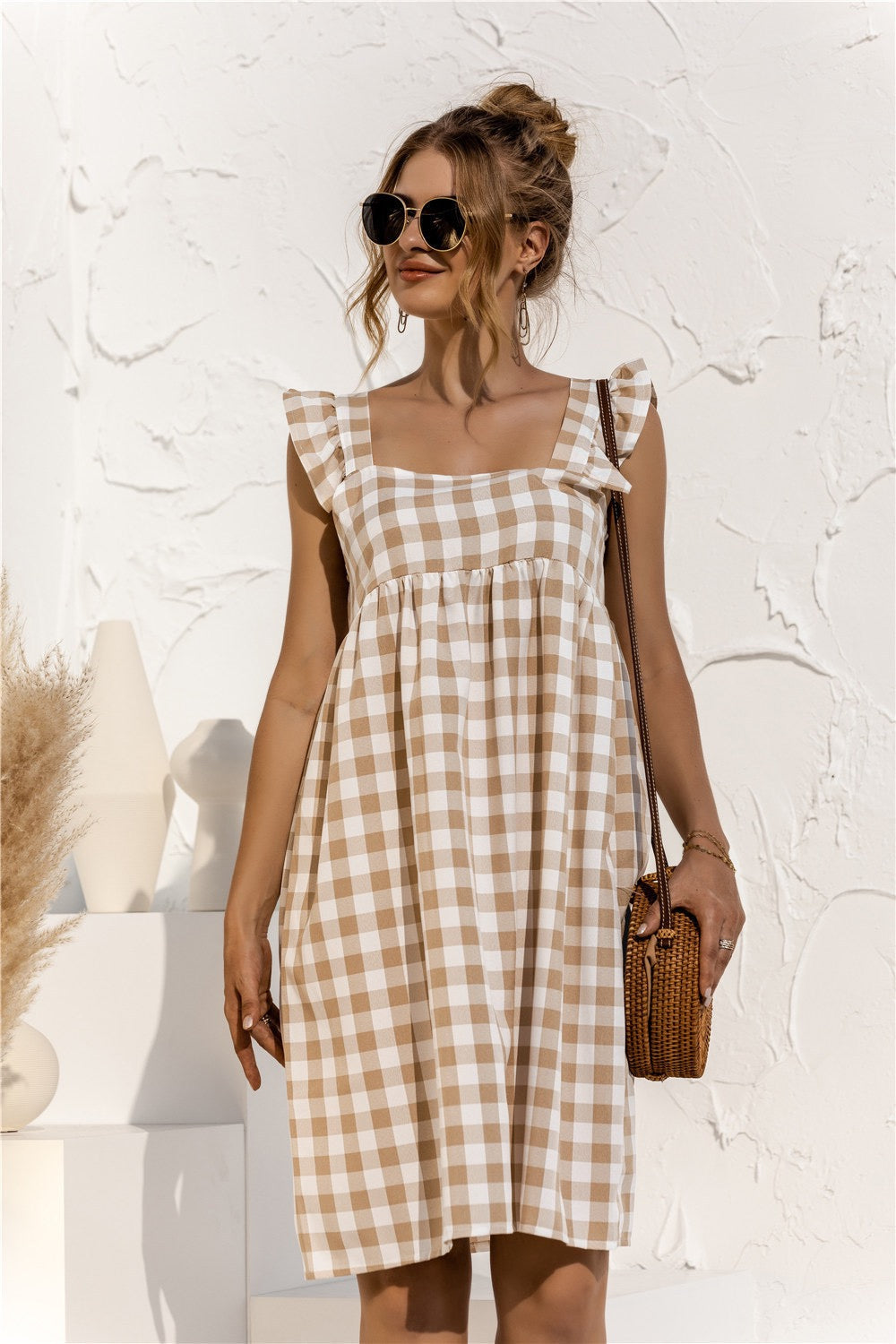 Mint Green Gingham Dress with Ruffles – Fresh Charm and Vintage Style 