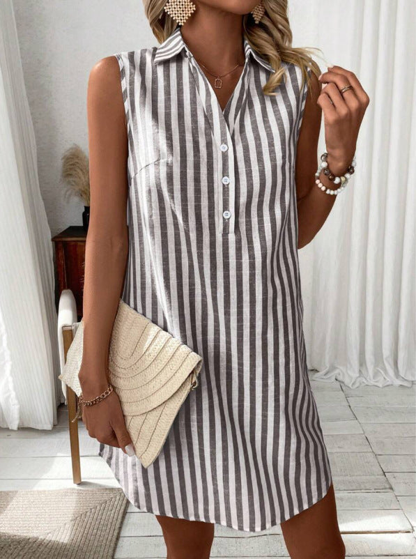 Annie™ - ELEGANT STRIPED SHIRT DRESS WITH FLATTERING SILHOUETTE