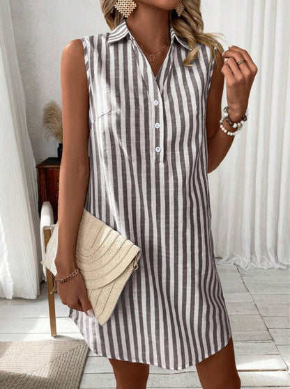 Annie™ - ELEGANT STRIPED SHIRT DRESS WITH FLATTERING SILHOUETTE