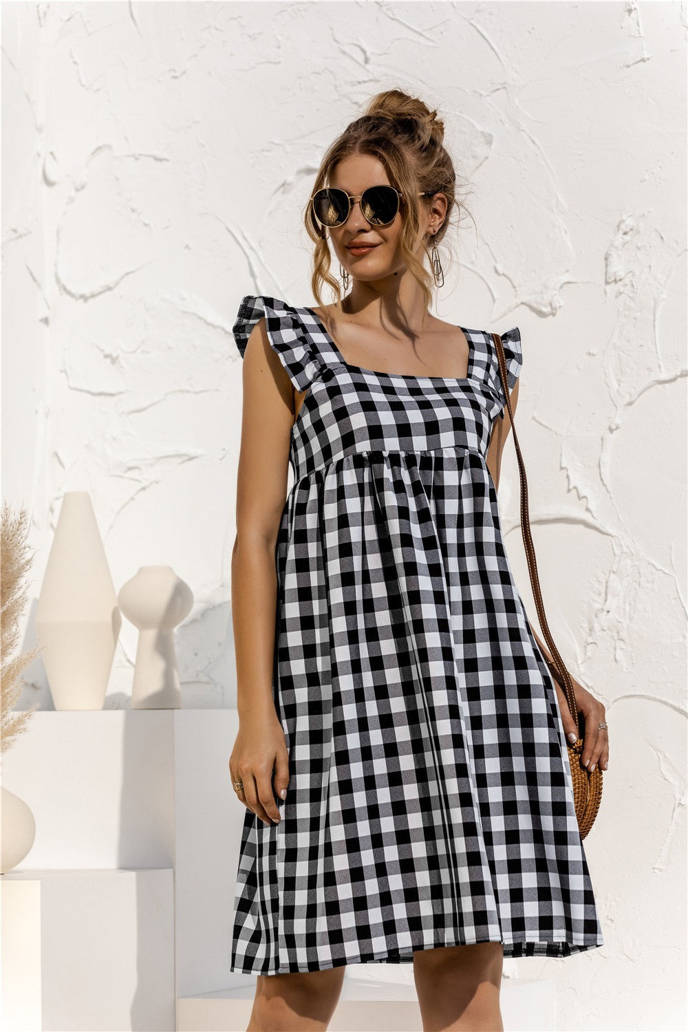 Mint Green Gingham Dress with Ruffles – Fresh Charm and Vintage Style 