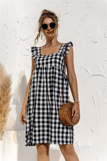 Mint Green Gingham Dress with Ruffles – Fresh Charm and Vintage Style 