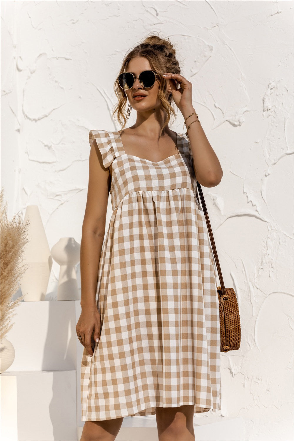 Mint Green Gingham Dress with Ruffles – Fresh Charm and Vintage Style 