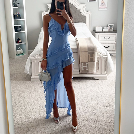 Zephyra | Luxury Long Dress with Fringe and Irregular Hem