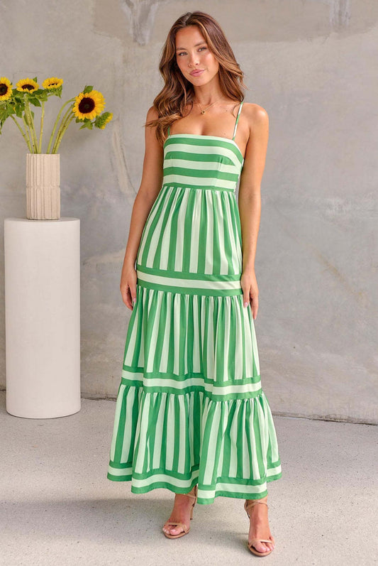Sunset Stripes Maxi Dress | Sunset-Inspired Elegance