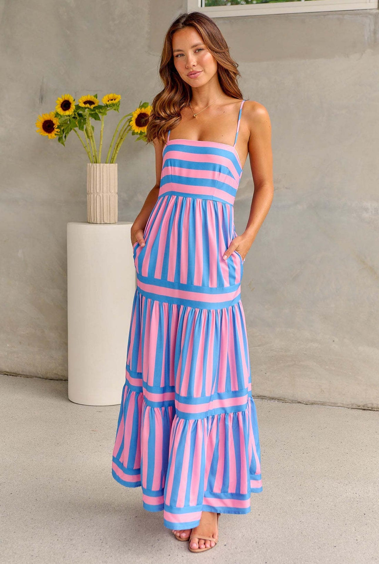 Sunset Stripes Maxi Dress | Sunset-Inspired Elegance