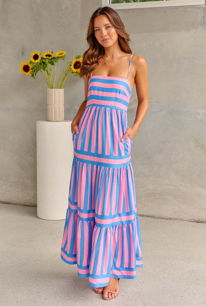 Sunset Stripes Maxi Dress | Sunset-Inspired Elegance