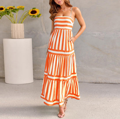 Sunset Stripes Maxi Dress | Sunset-Inspired Elegance