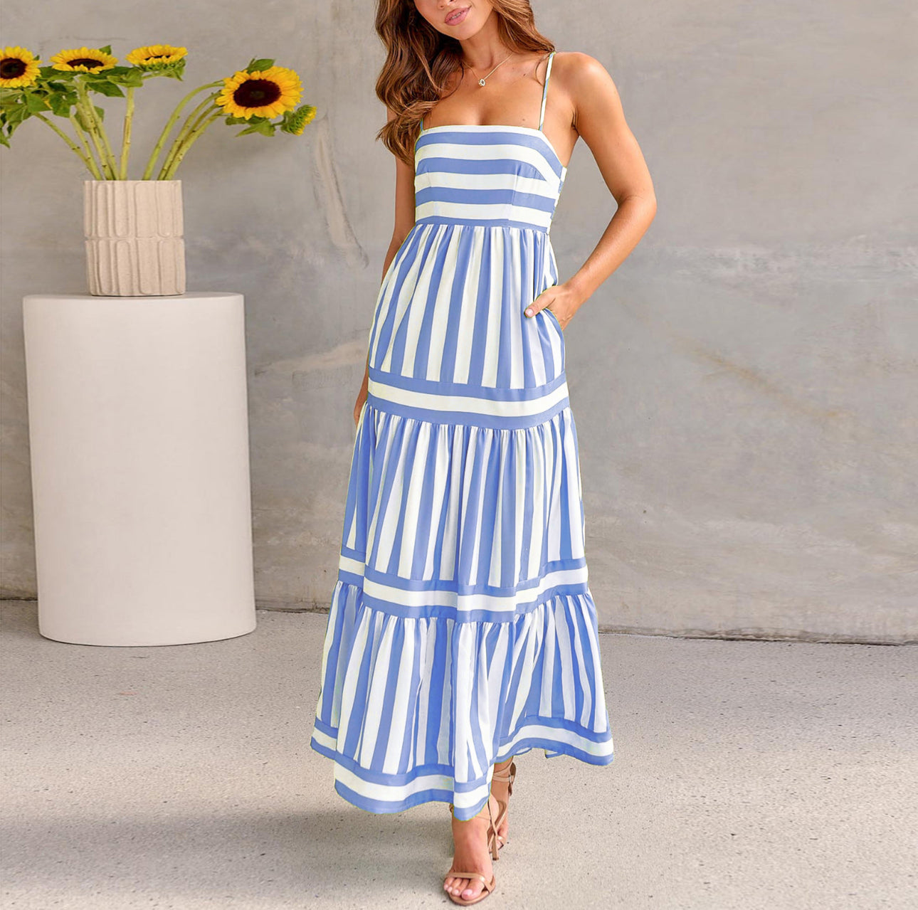 Sunset Stripes Maxi Dress | Sunset-Inspired Elegance