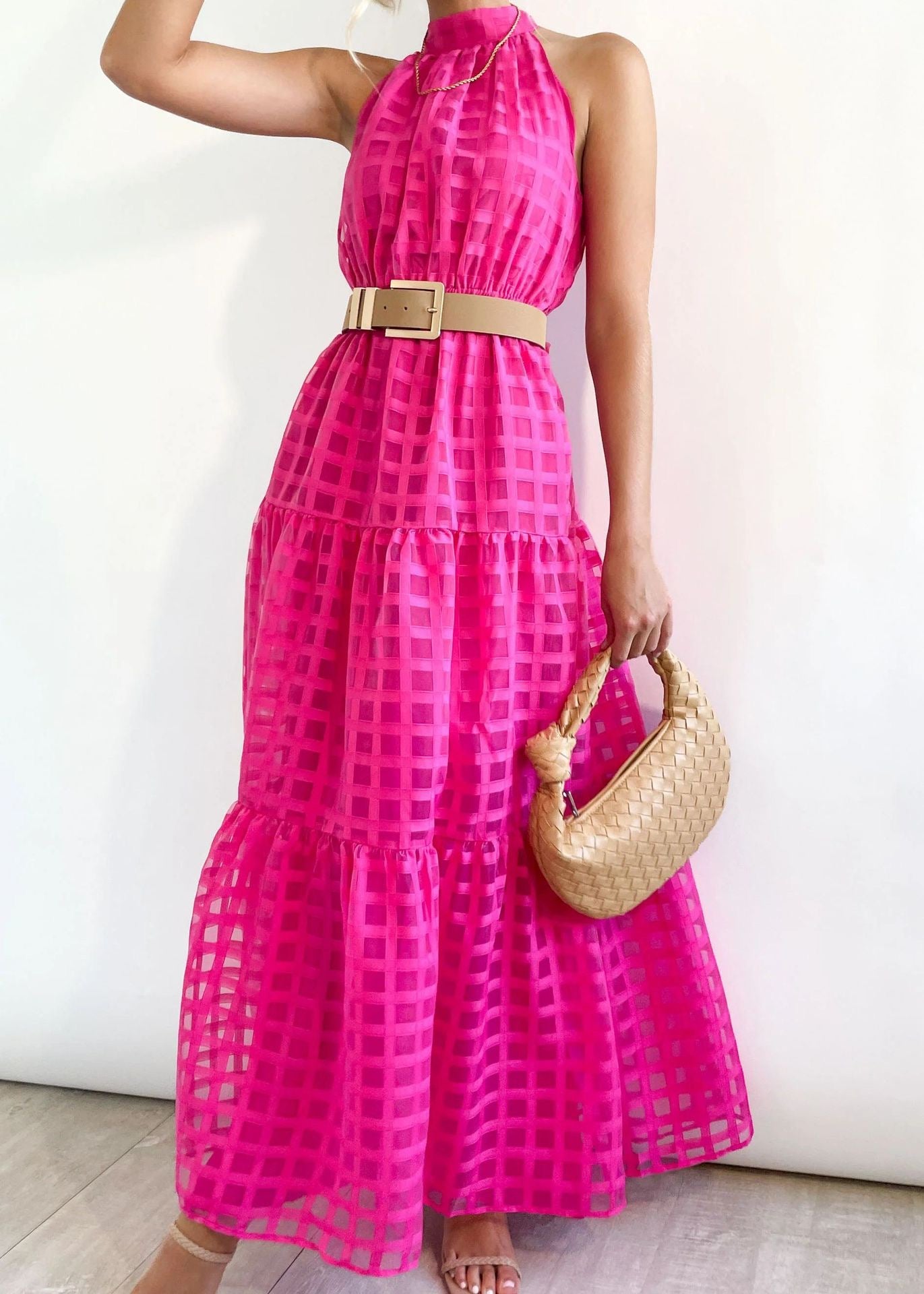 Zera – Midi Dress with Puff Sleeves and Elegant Print