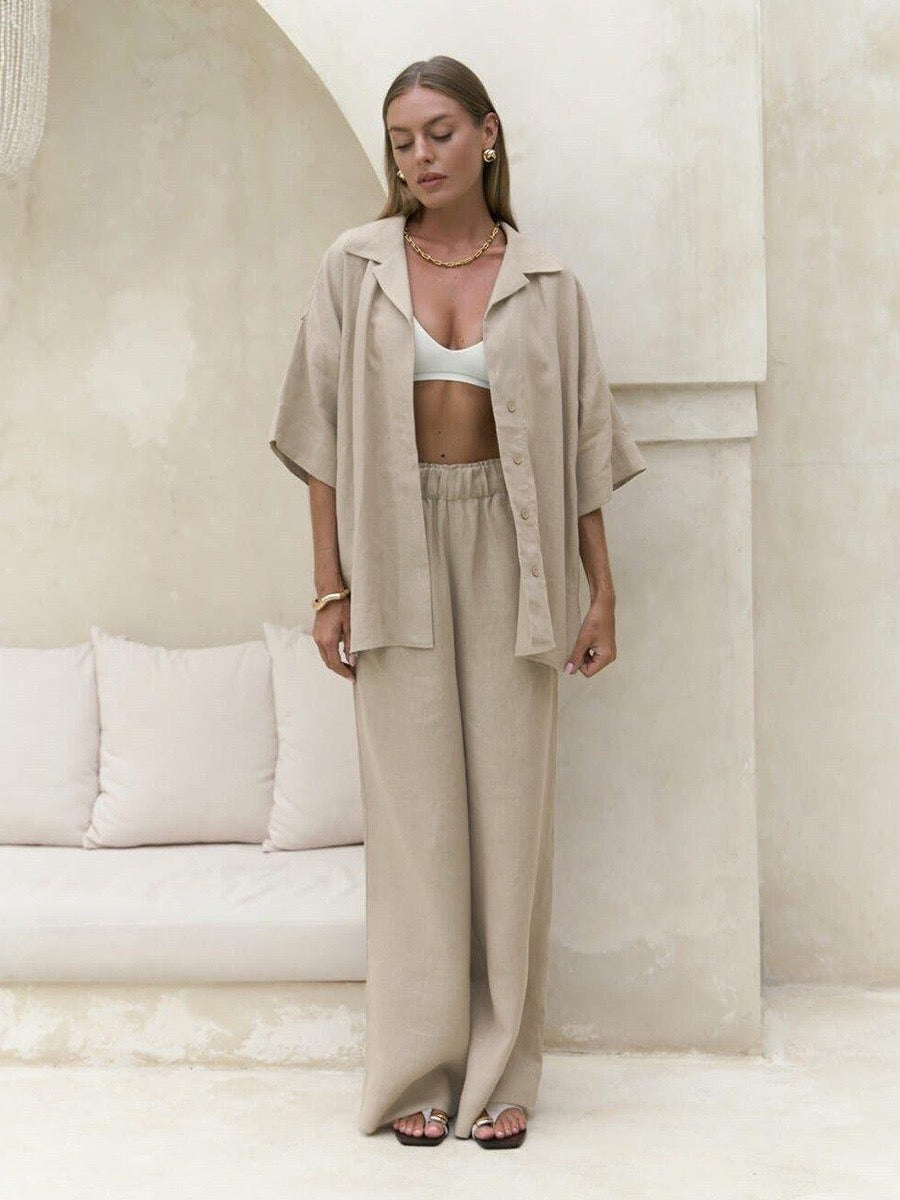 ADELINE – Oversized Three-Piece Set in Neutral Tones
