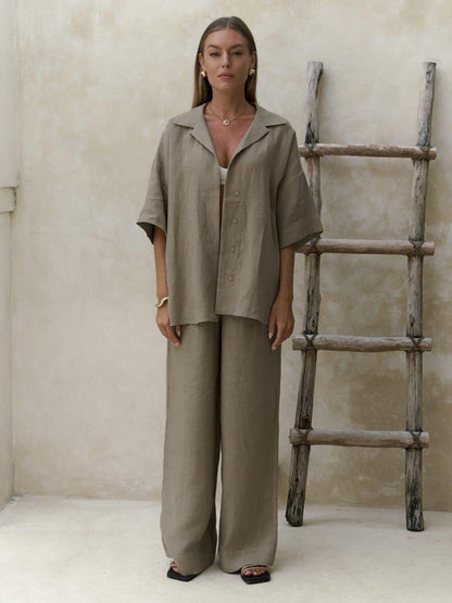 ADELINE – Oversized Three-Piece Set in Neutral Tones