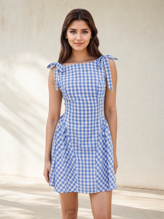 Lora – French Style Plaid Dress 