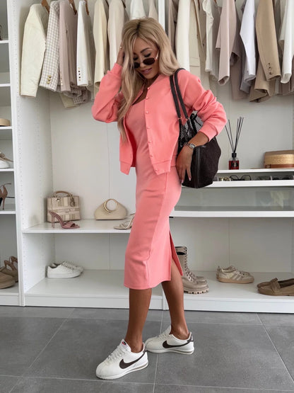 Nina | Everyday Fitted Dress with Cardigan 