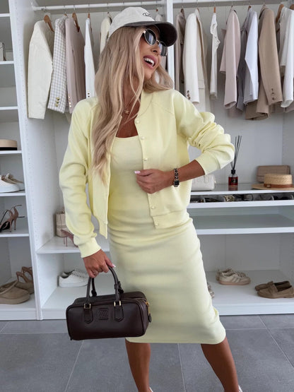 Nina | Everyday Fitted Dress with Cardigan 