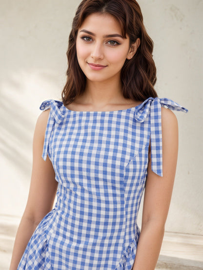 Lora – French Style Plaid Dress 