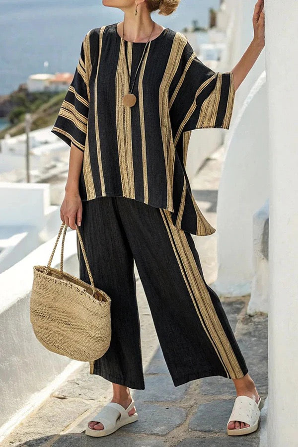 Chara | Relaxed Coastal Stripe Set 