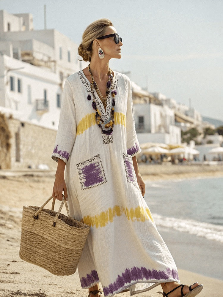 Mykonos Breeze | Bohemian Kaftan Dress 