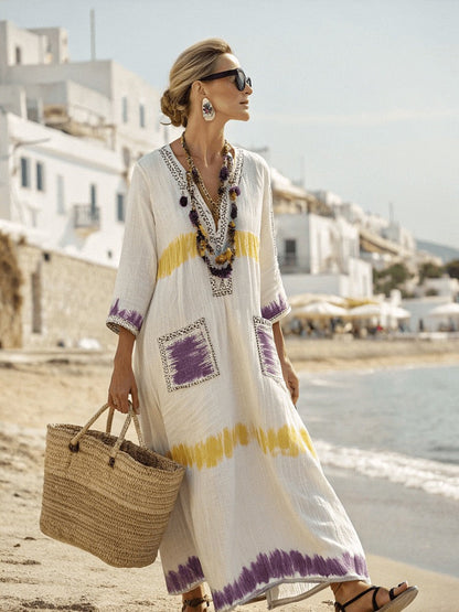 Mykonos Breeze | Bohemian Kaftan Dress 