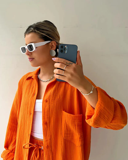 Maylee | Cotton Set with Shirt and Shorts