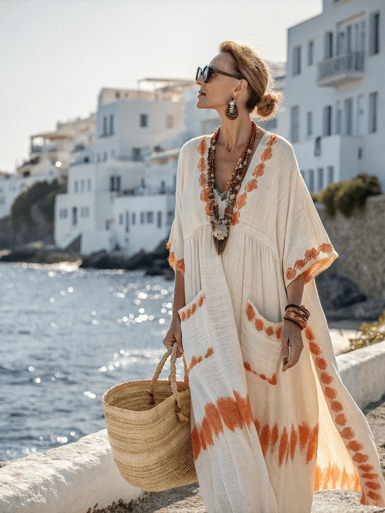 Mykonos Breeze | Bohemian Kaftan Dress 