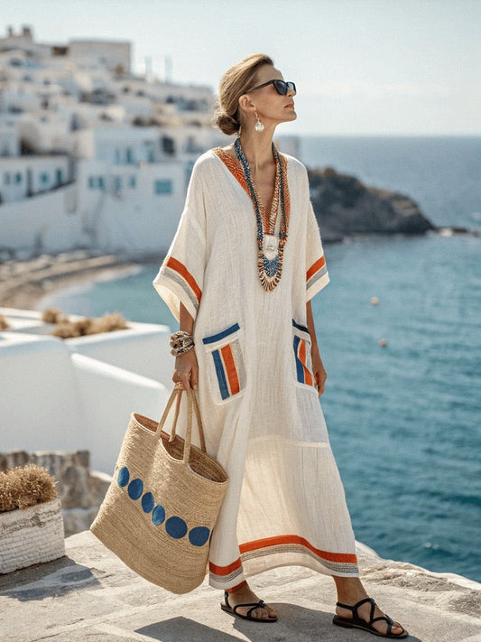 Mykonos Breeze | Bohemian Kaftan Dress 