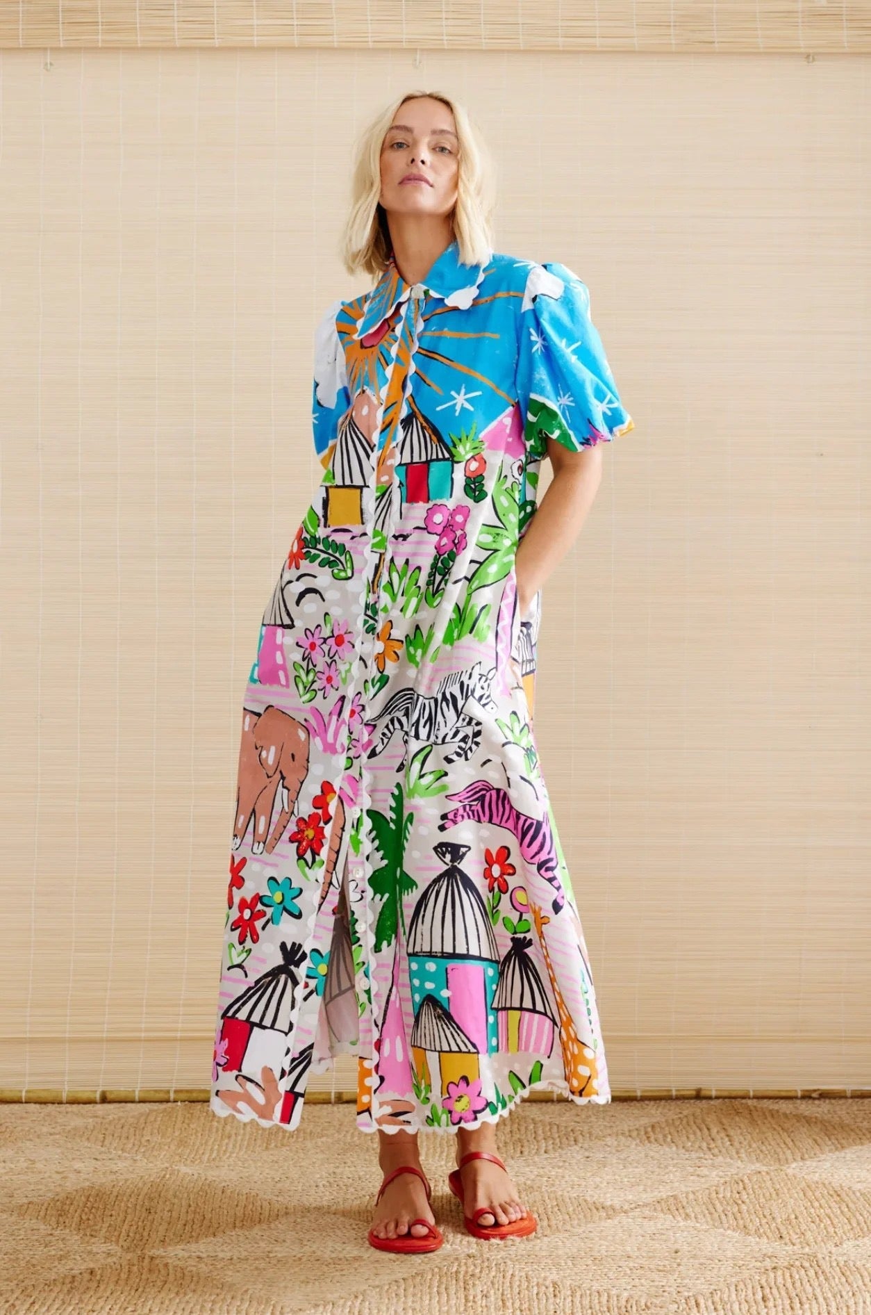Savanna Bloom – Illustrated Shirt Dress 