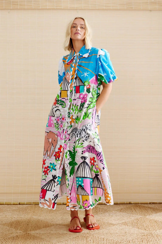 Savanna Bloom – Illustrated Shirt Dress 