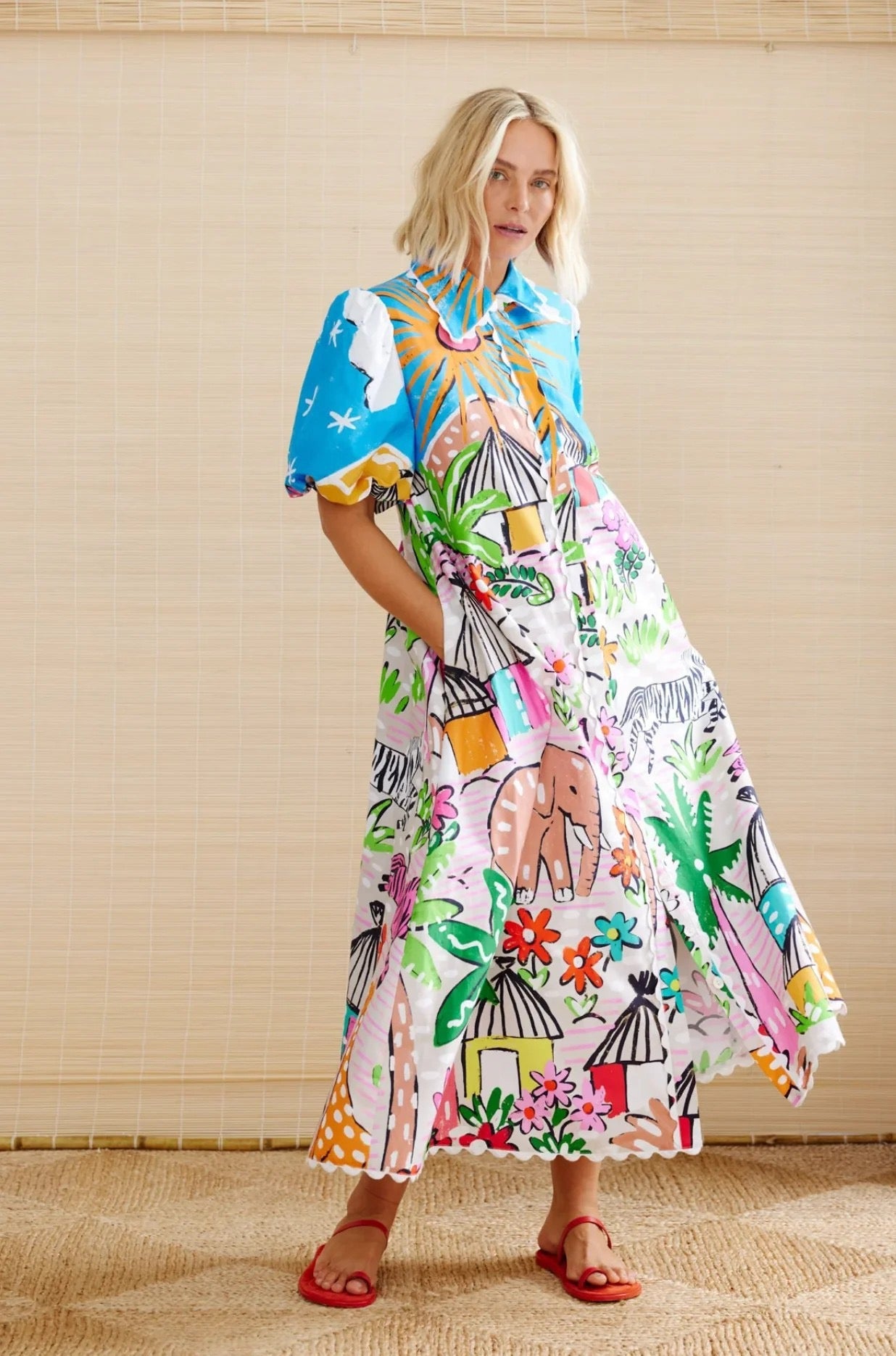 Savanna Bloom – Illustrated Shirt Dress 