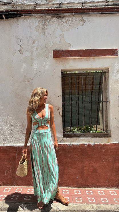 Bianca™ | Long Dress with Deep V-Neck and Cutout Details 