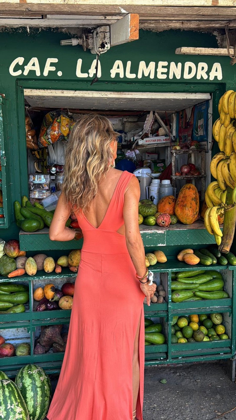 Bianca™ | Long Dress with Deep V-Neck and Cutout Details 