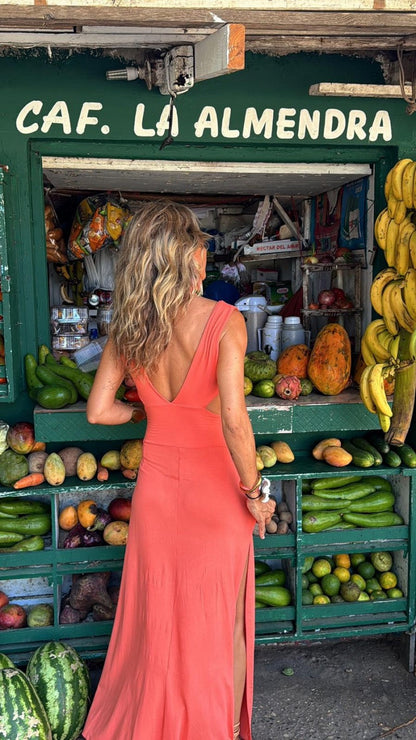 Bianca™ | Long Dress with Deep V-Neck and Cutout Details 