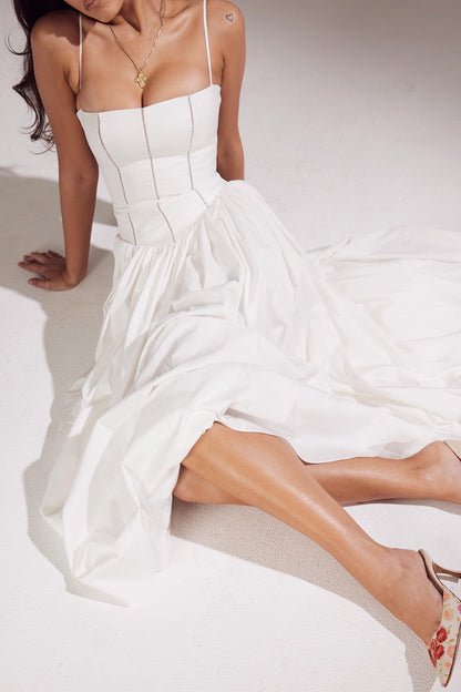 Lilac Garden | Long Dress with Floral Corset 