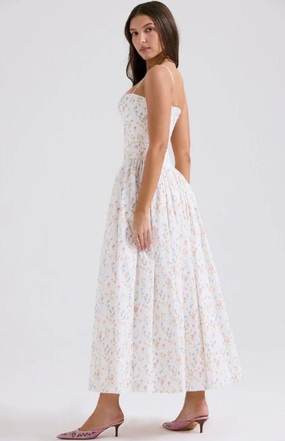 Lilac Garden | Long Dress with Floral Corset 