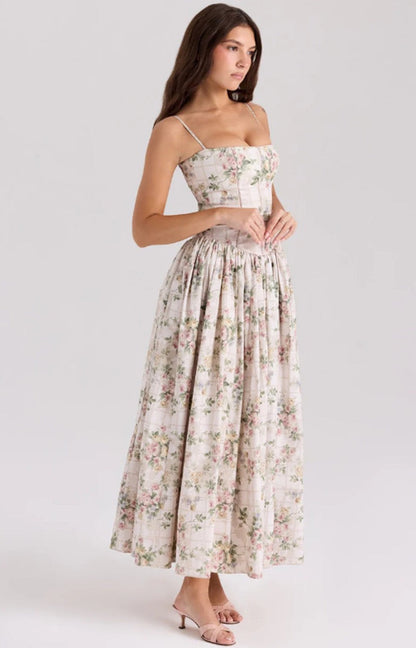 Lilac Garden | Long Dress with Floral Corset 