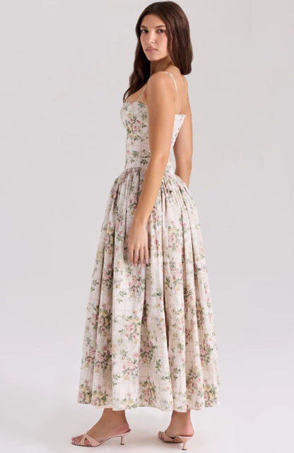 Lilac Garden | Long Dress with Floral Corset 