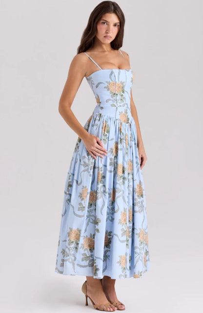 Lilac Garden | Long Dress with Floral Corset 