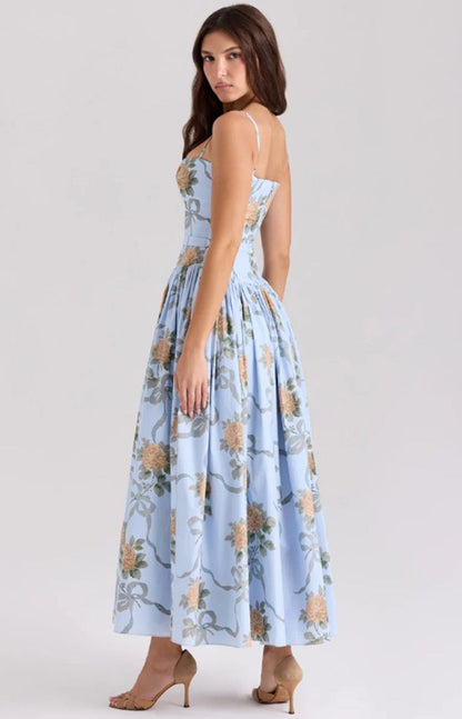 Lilac Garden | Long Dress with Floral Corset 