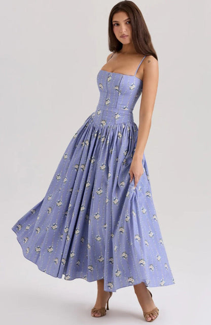 Lilac Garden | Long Dress with Floral Corset 