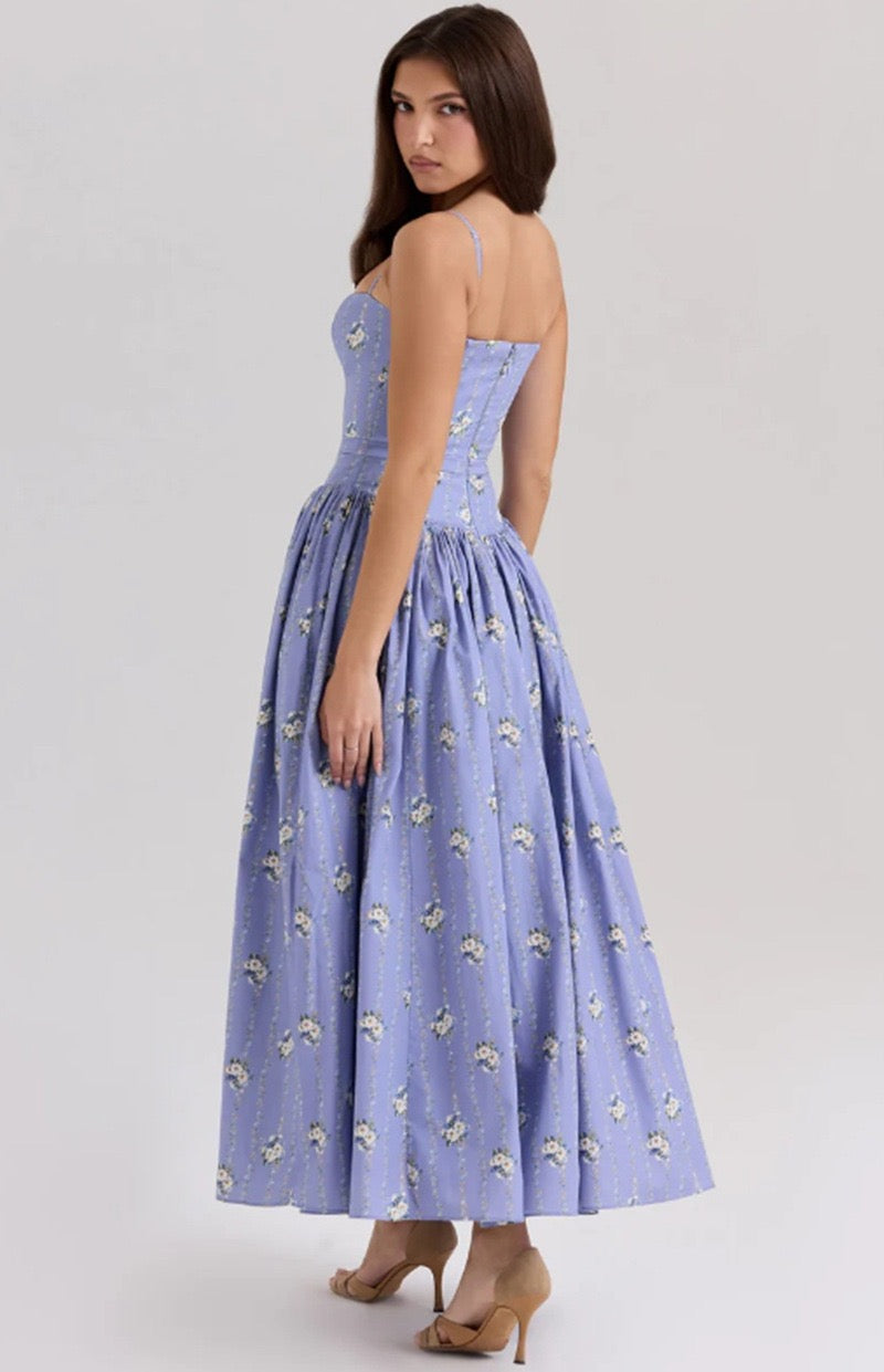 Lilac Garden | Long Dress with Floral Corset 