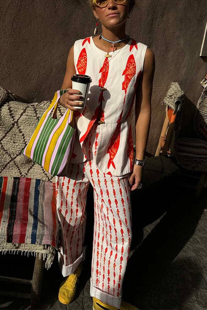 Crimson Koi | Relaxed Fit Two-Piece Set 